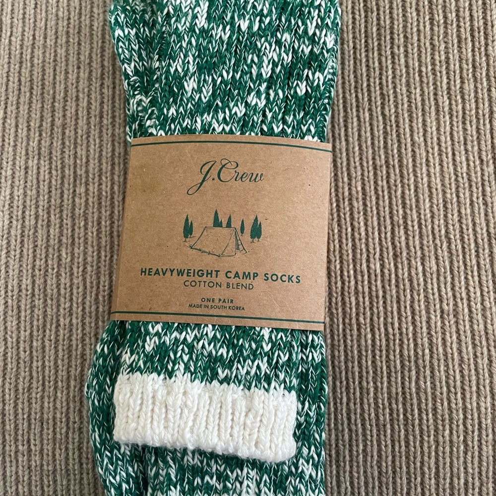 J. Crew Forest Green and Cream Camp Socks